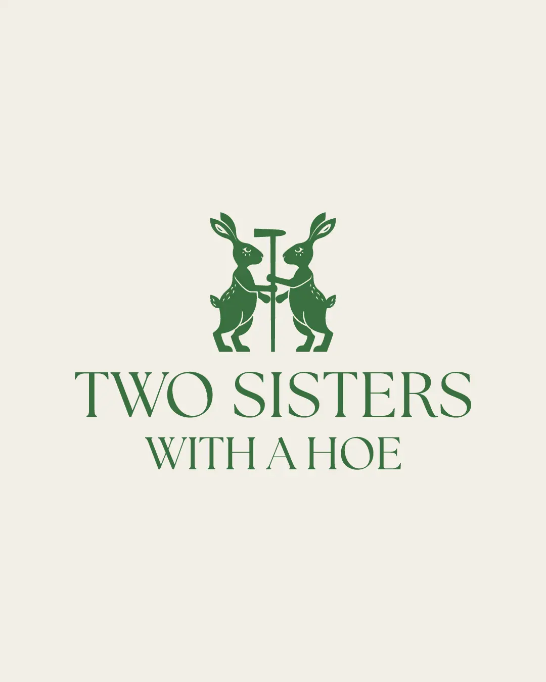 The new logo and branding suite for Two Sisters With a Hoe, designed by Here Molly Girl