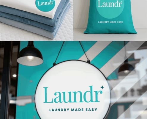 The new logo and branding suite for Laundr, designed by Here Molly Girl